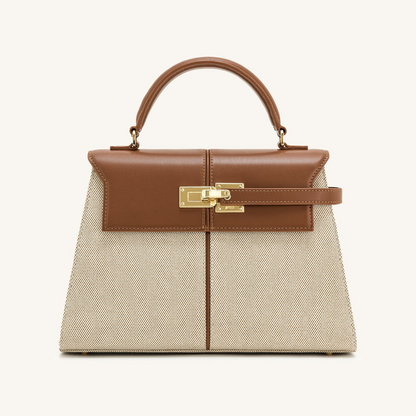 Elise Large Top Handle Bag - Brown Canvas