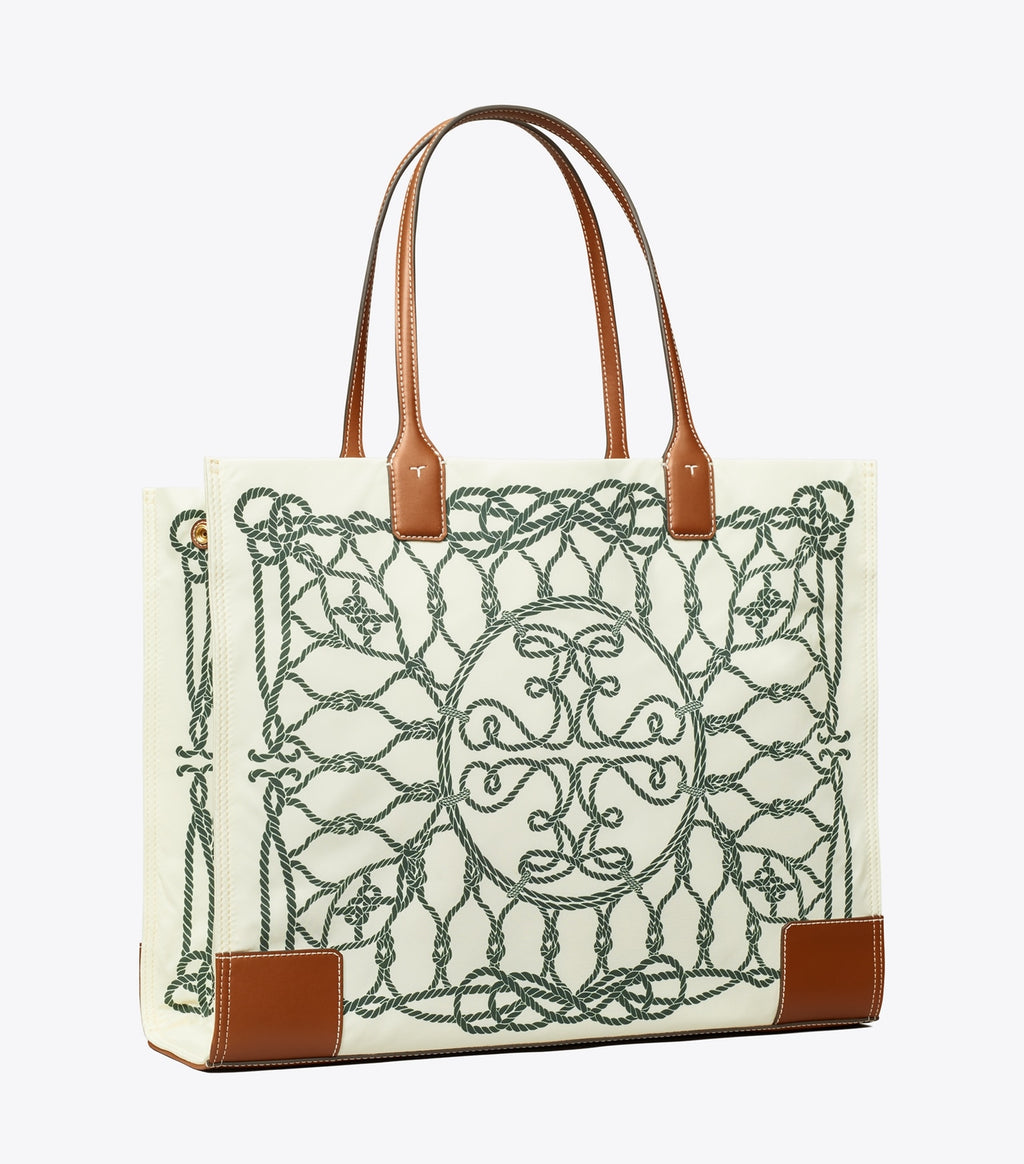 Tory Burch ELLA TOTE BAG IVORY ABSTRACT ROPE - Bags | Shop From The Mirage