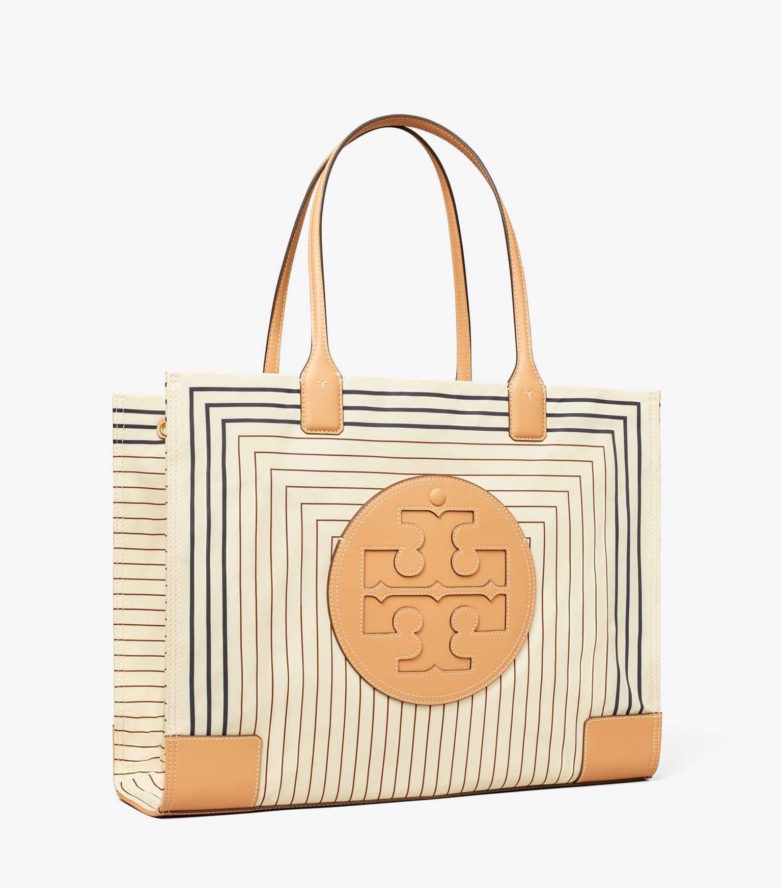 Tory Burch ELLA TOTE BAG BOX STRIPE/NATURAL VACHETTA - Bags | Shop From The Mirage