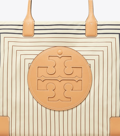 Tory Burch ELLA TOTE BAG BOX STRIPE/NATURAL VACHETTA - Bags | Shop From The Mirage