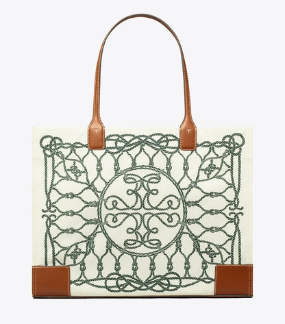 Tory Burch ELLA TOTE BAG IVORY ABSTRACT ROPE - Bags | Shop From The Mirage