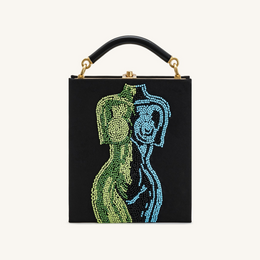 Elle Colorful Beaded Book Top Handle Bag - Black