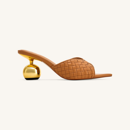Ellie Braided Sphere Heel Mules - Khaki
