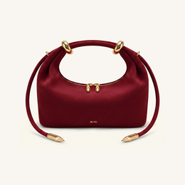 Ellie Faux Suede Metal Ring Embellished Top Handle Bag - Burgundy