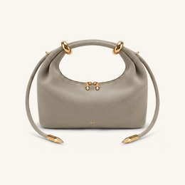 Ellie Faux Suede Metal Ring Embellished Top Handle Bag - Grey