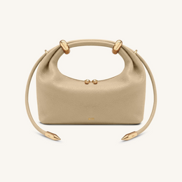 Ellie Metal Ring Embellished Top Handle Bag - Beige