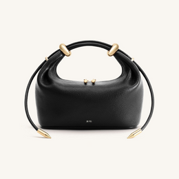 Ellie Metal Ring Embellished Top Handle Bag - Black