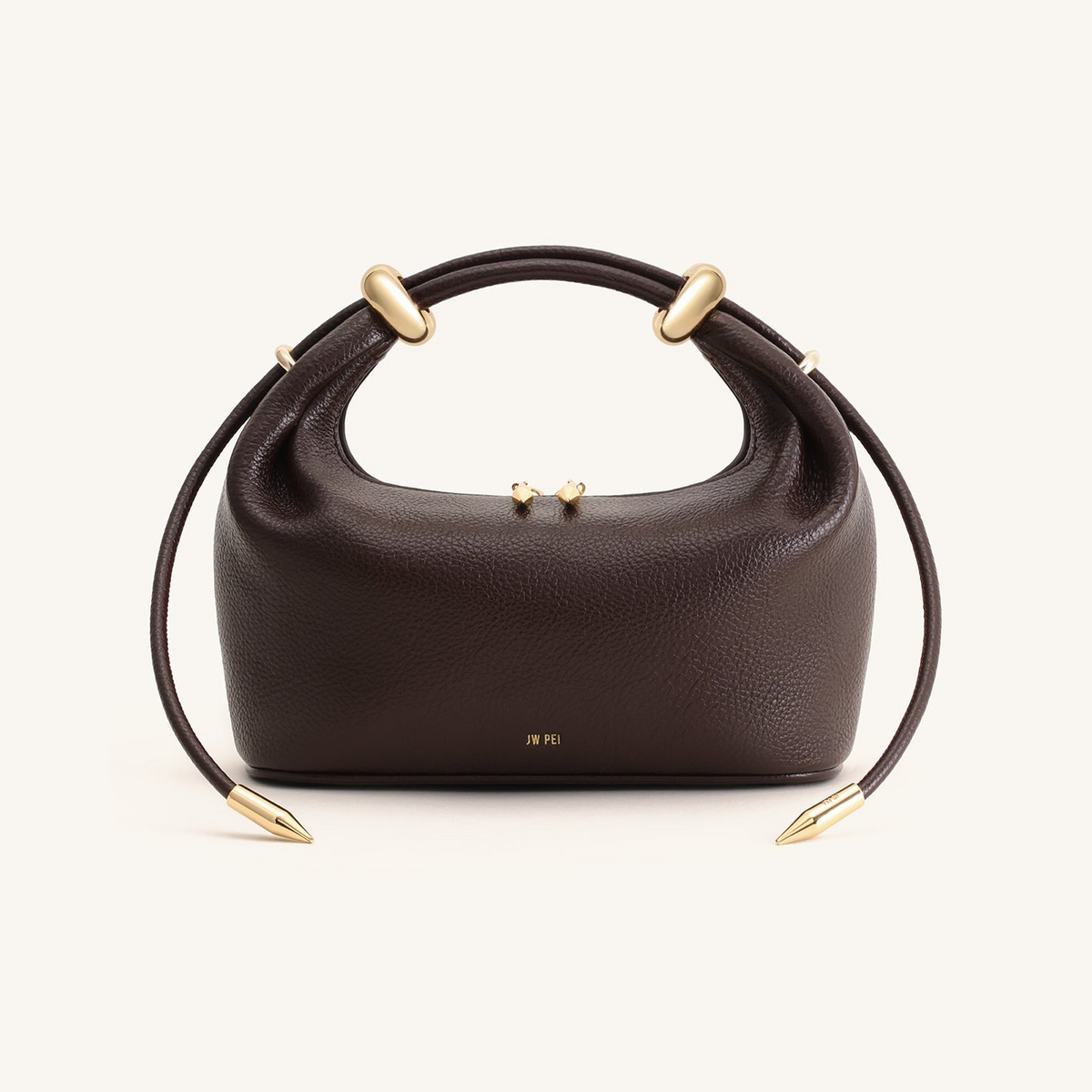 Ellie Metal Ring Embellished Top Handle Bag - Dark Brown