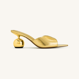 Ellie Sphere Heel Mules - Gold