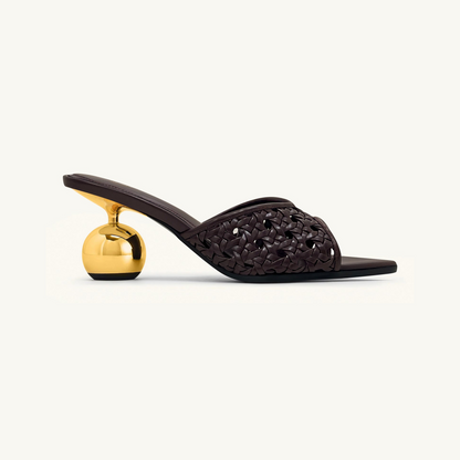 Ellie Woven Sphere Heel Mules - Deep Burgundy