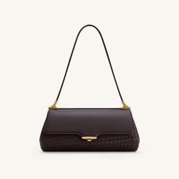 Eloise Woven Shoulder Bag - Dark Brown