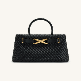 Elora Woven Tote Bag - Black