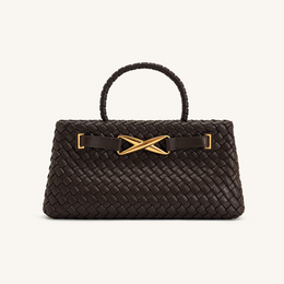 Elora Woven Tote Bag - Dark Brown
