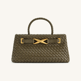 Elora Woven Tote Bag - Dark Olive