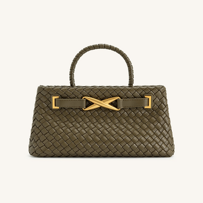 Elora Woven Tote Bag - Dark Olive
