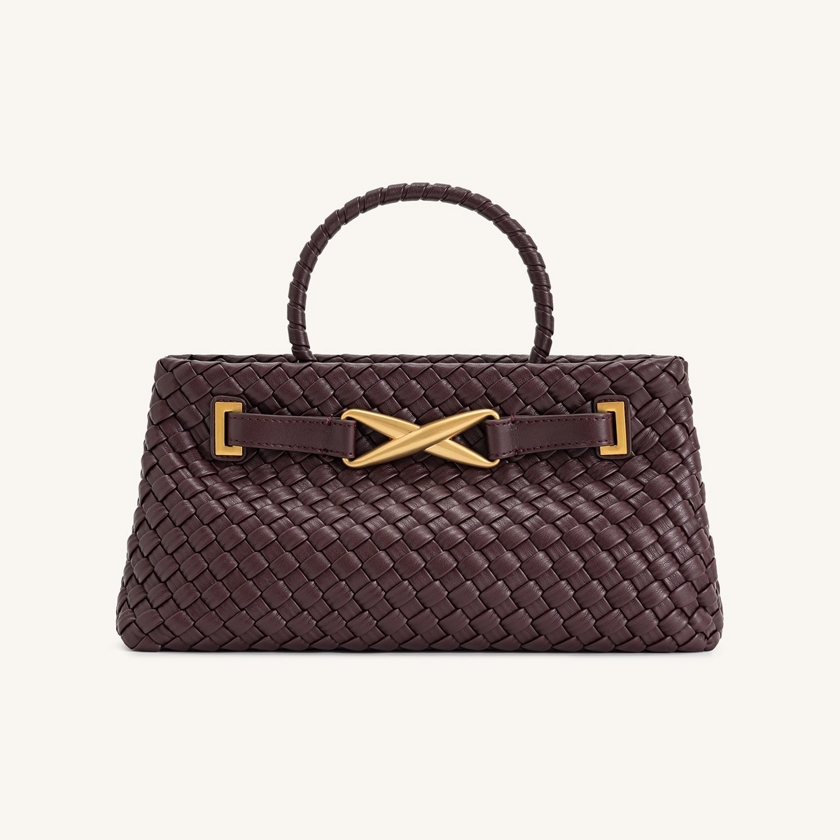 Elora Woven Tote Bag - Deep Burgundy