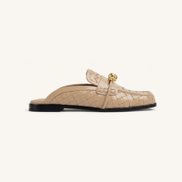 Elowen Woven Horsebit Mule Loafers - Khaki
