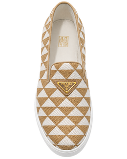Embroidered fabric slip-on shoes