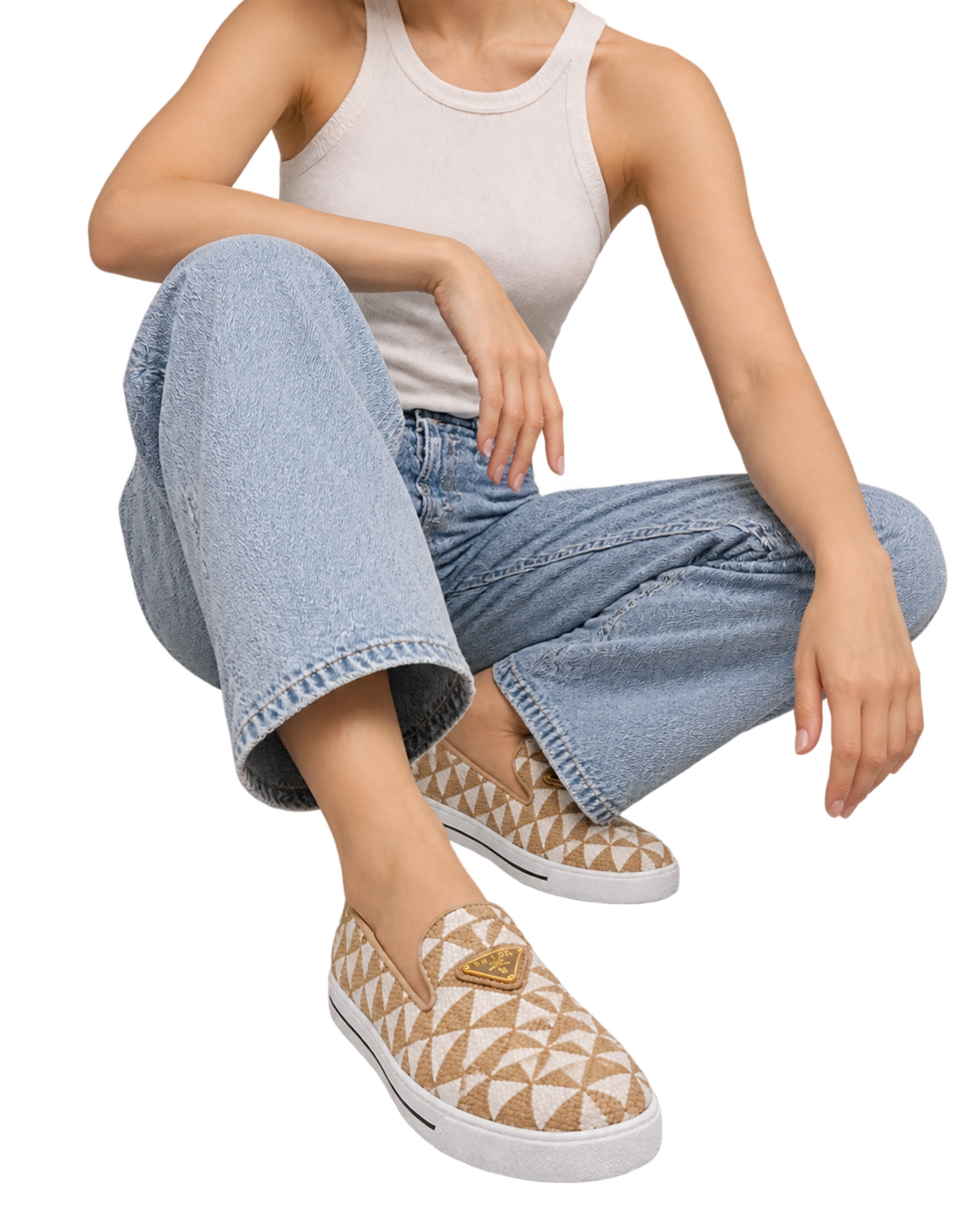 Embroidered fabric slip-on shoes