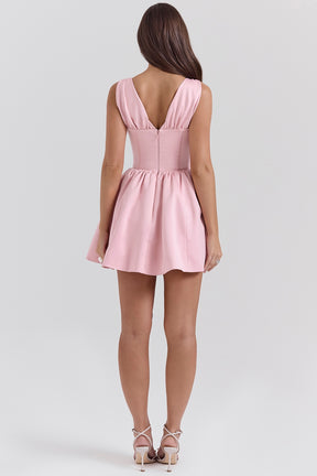 Powder pink satin mini dress