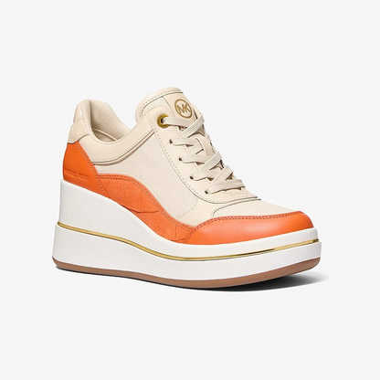 Emmy Leather and Canvas Wedge Trainer