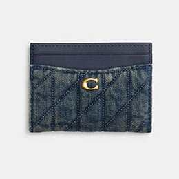 Essential Card Case In Regenerative Cotton Denim With Quilting