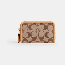 Essential Small Zip Around Card Case In Signature Jacquard