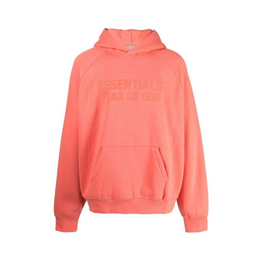 Essentials Logo-Flocked Cotton-Blend Jersey Hoodie Coral