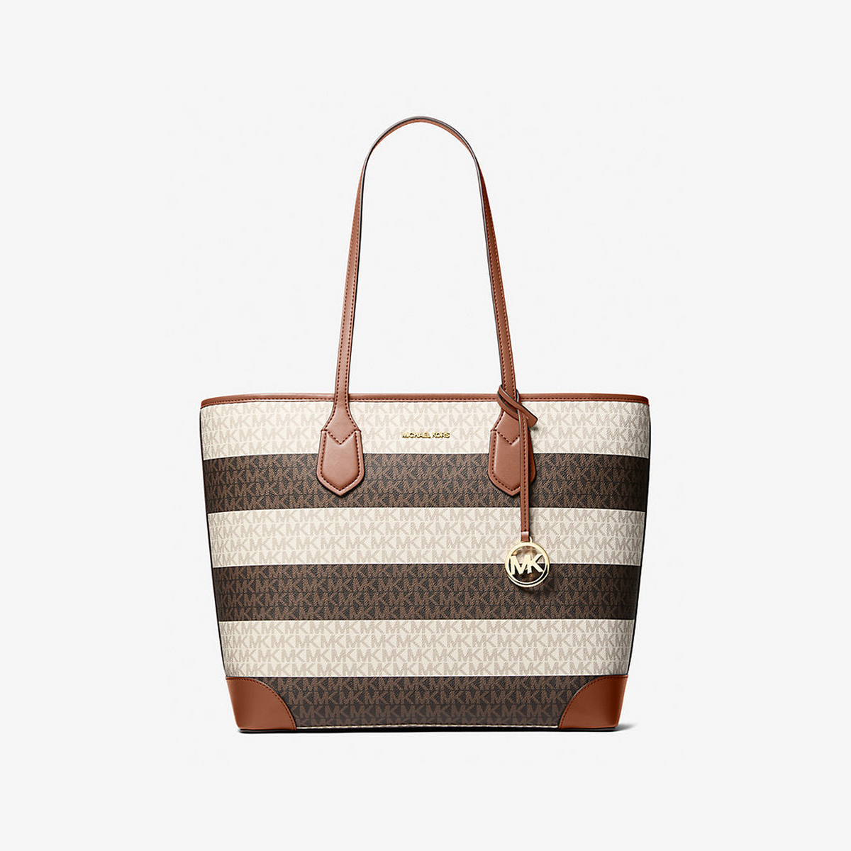 Eva Large Striped Signature Logo Tote Bag