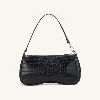 Eva Shoulder Handbag - Black Croc