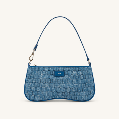Eva Shoulder Handbag - Blue Denim Weave