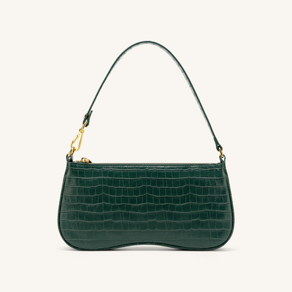 Eva Shoulder Handbag - Dark Green Croc