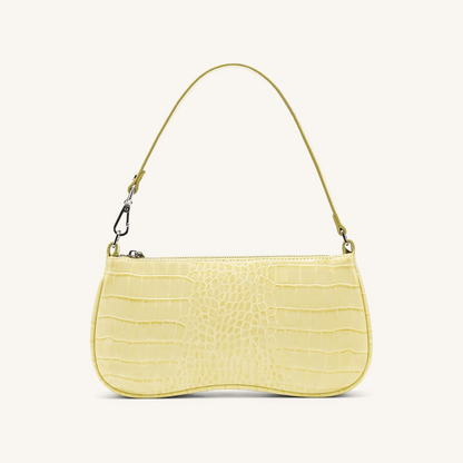 Eva Shoulder Handbag - Light Yellow Croc