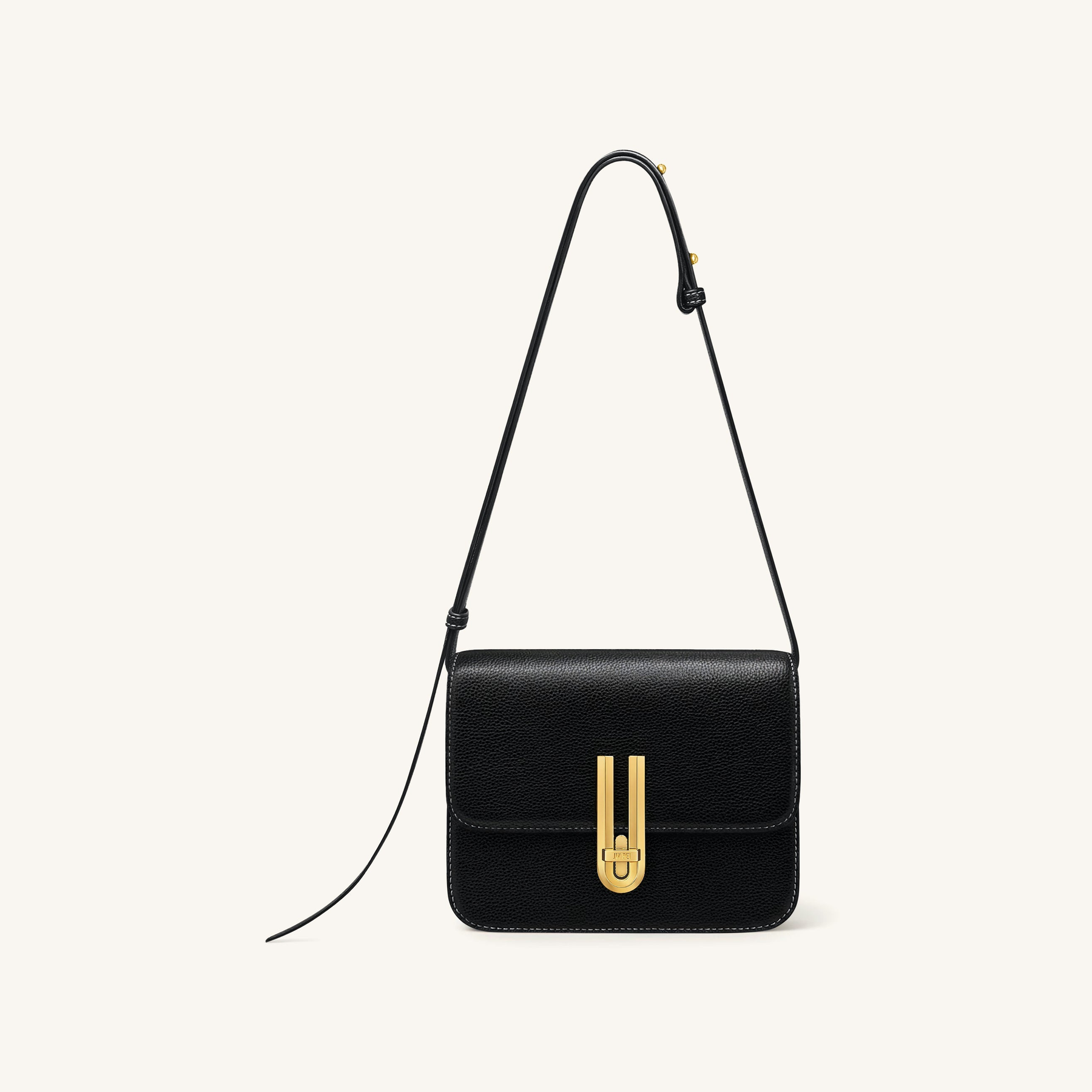 Evania Lock Pebbled Shoulder Bag - Black