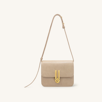 Evania Lock Pebbled Shoulder Bag - Khaki
