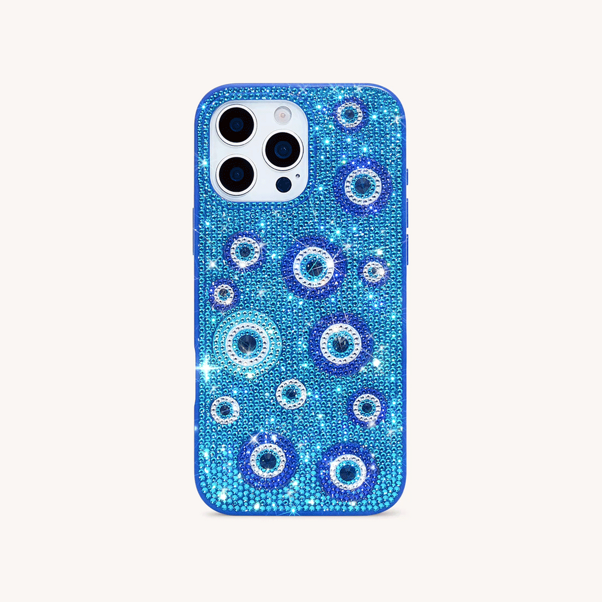 Evil Eye Artificial Crystal Embellished Phone Case - Blue
