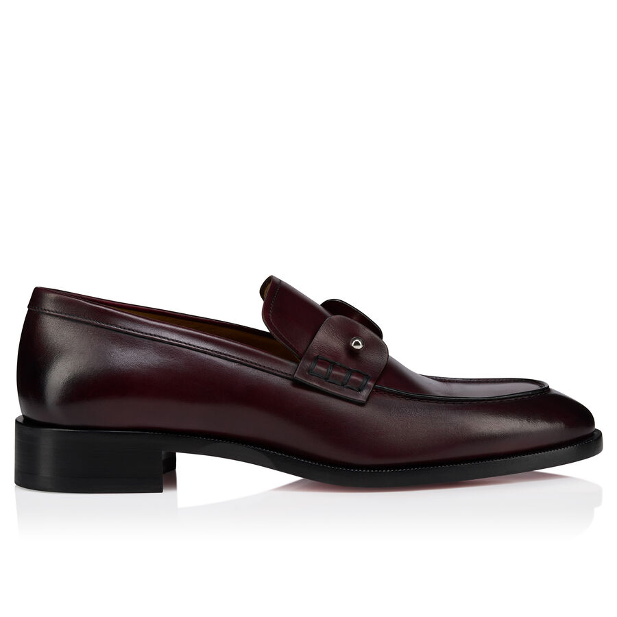 Christian Louboutin Chambelimoc Burgundy Leather Loafers