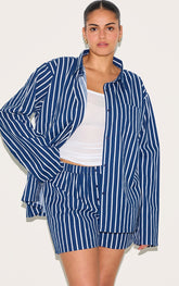 Plus Navy Striped Shorts