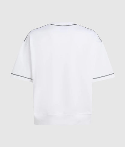 Short-sleeved contrast stitch sweatshirt