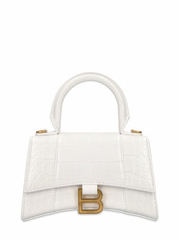 BALENCIAGA Xs Hourglass Croc Embossed Leather Bag