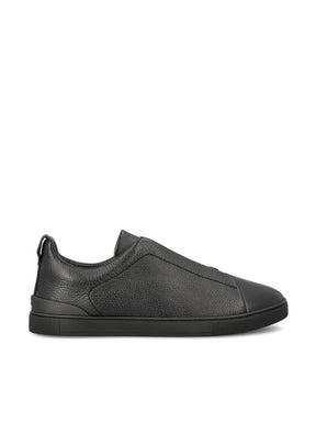 Zegna Men’s Triple Stitch™ Black Deerskin Slip-On Sneakers – Made in Italy | Luxury Everyday Footwear
