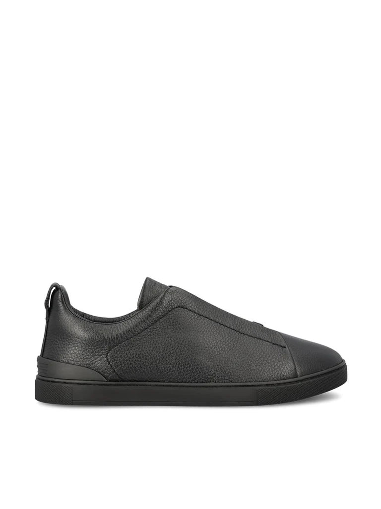 Zegna Men’s Triple Stitch™ Black Deerskin Slip-On Sneakers – Made in Italy | Luxury Everyday Footwear