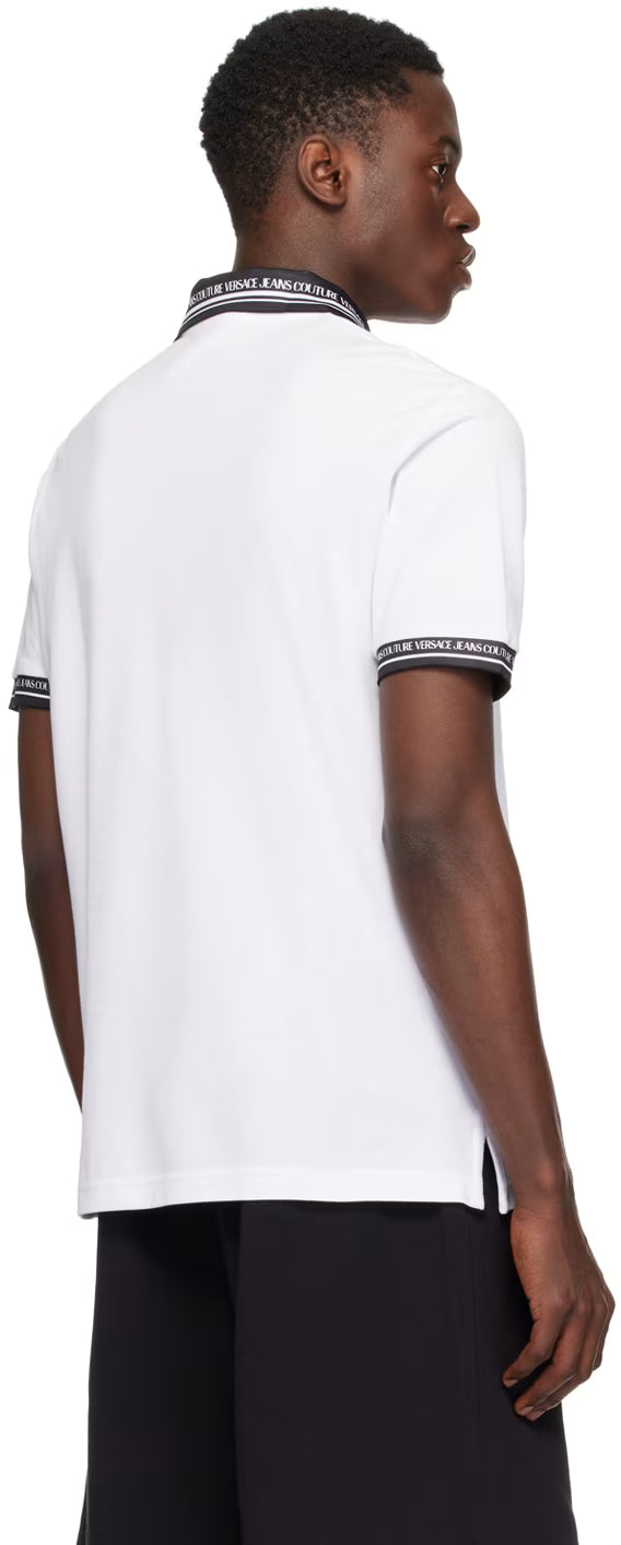 White Printed Polo