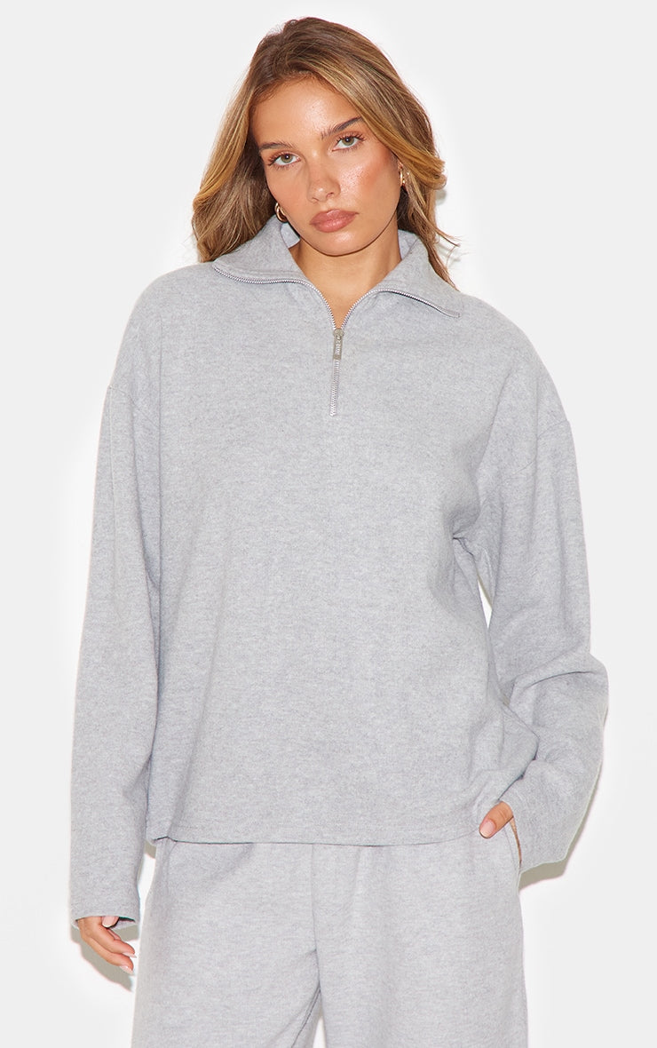 Grey Collared Zip Up Sweatshirt