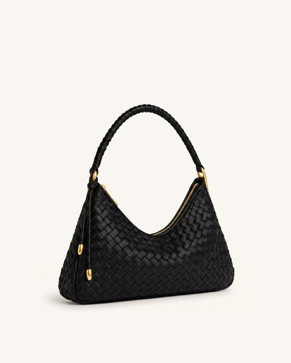 Lorena Woven Shoulder Bag - Emerald Green