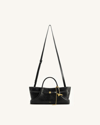 Maeve Dachshund Metal Charm Tote Bag - Deep Coffee