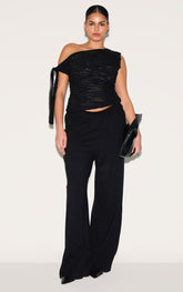 Plus Black Basic Knit Wide Leg Trousers
