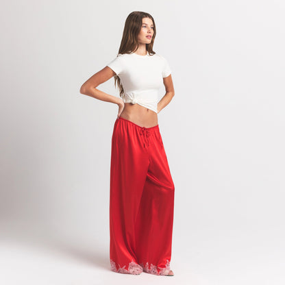 Silk Lace Straight Leg Pant