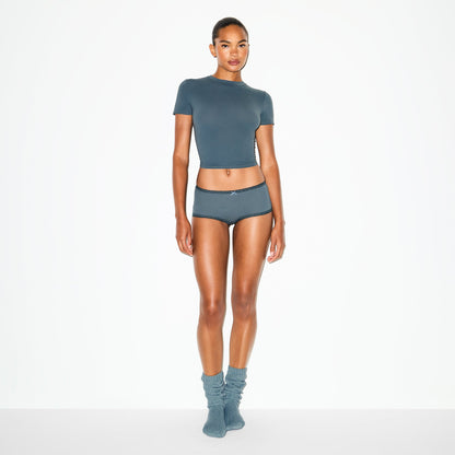Lightweight Cotton Pointelle Lace Boy Short