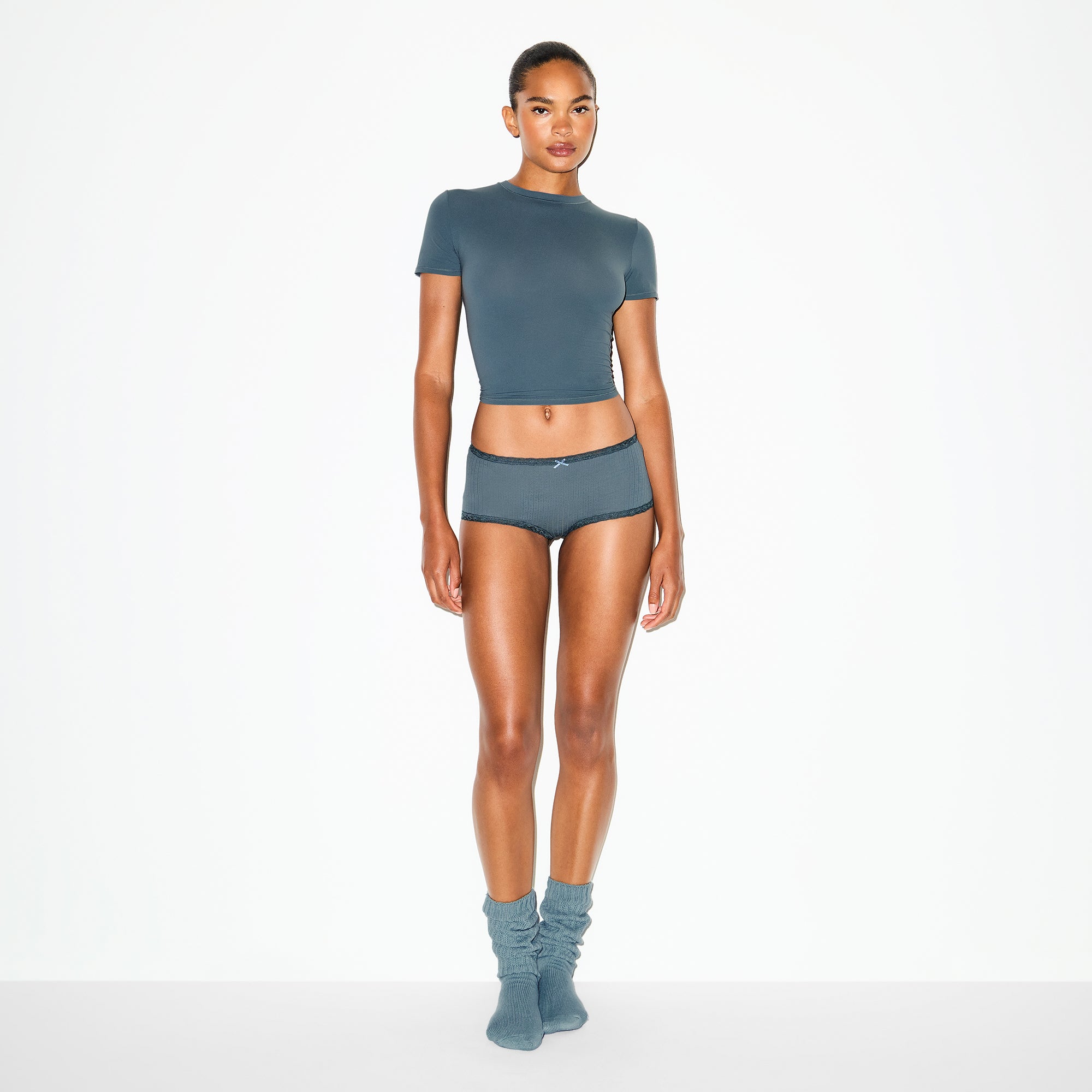 Lightweight Cotton Pointelle Lace Boy Short